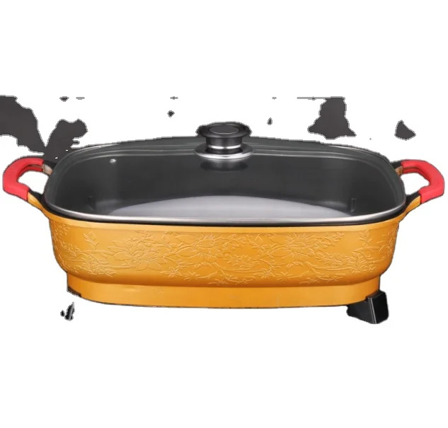 large size die-cast aluminum rectangular electric skillet and deep frying pan