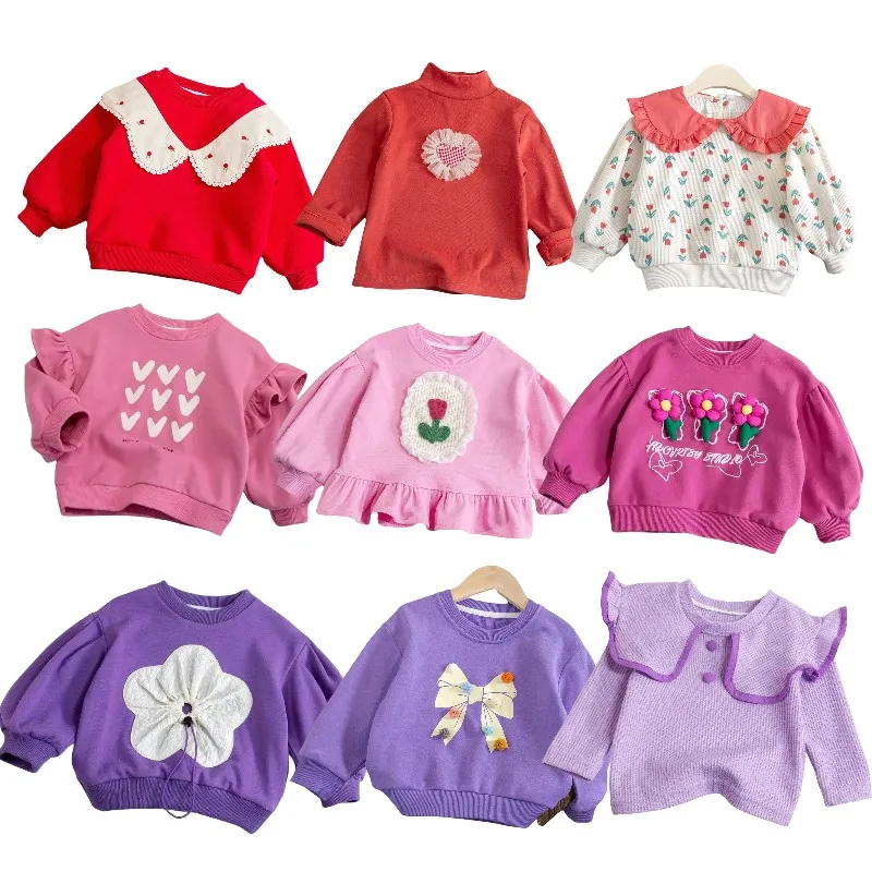 Custom Comfortable Girls Cute Pullover Sweatshirt Casual Long Sleeve Plain Crew Neck Sweatshirt