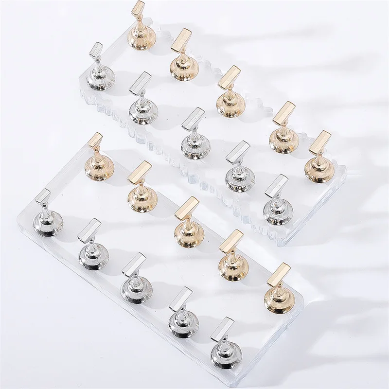 New Double Acrylic Nail Display Stand Practice Holder Magnetic Nail Practice Stand Fingernail