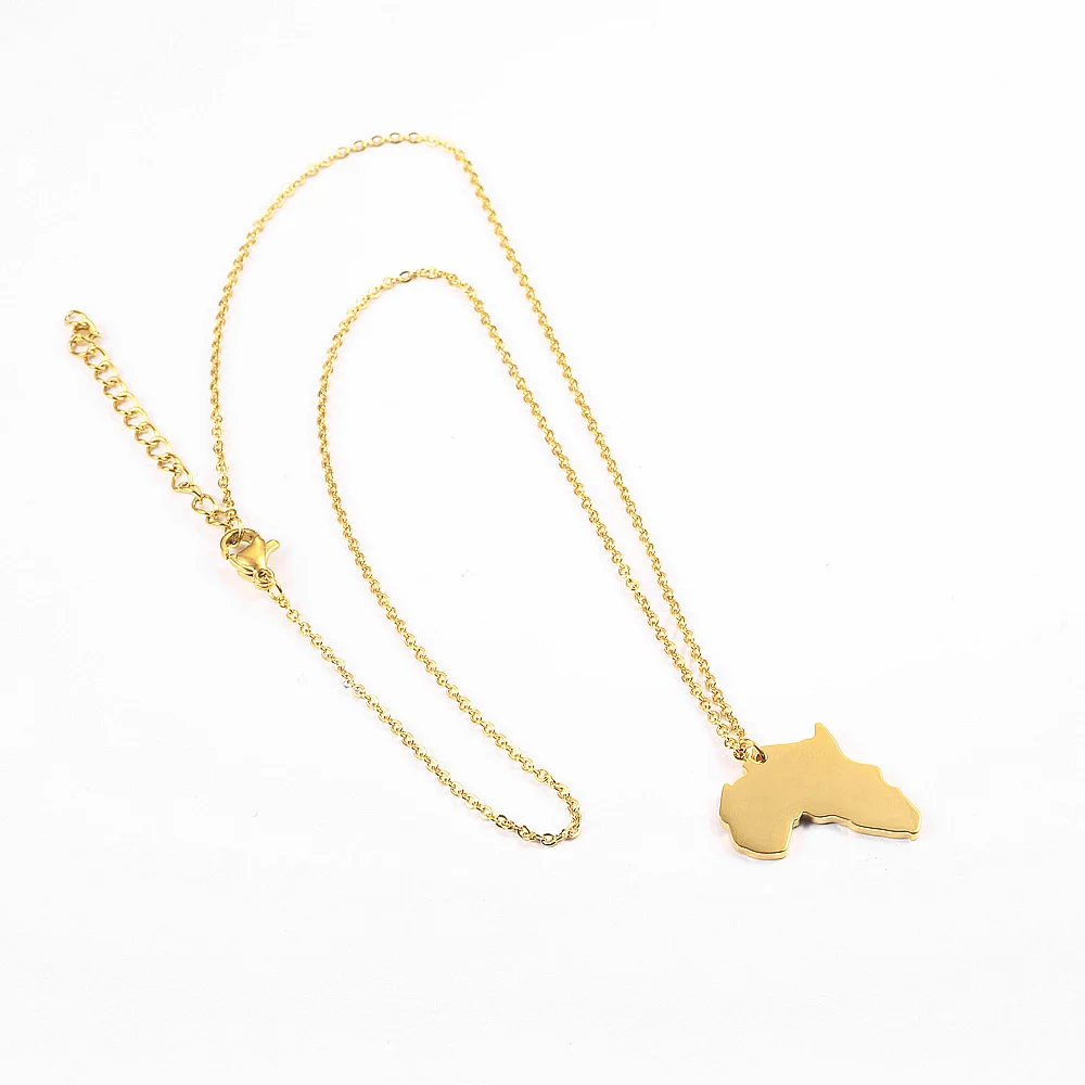Wholesale Africa Gold Plated Map Personality Fashion Long Chain Necklace Pendant Jewelry