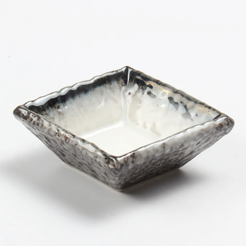 Japanese Korean cuisine ceramic tableware stoneware square soy sauce dish