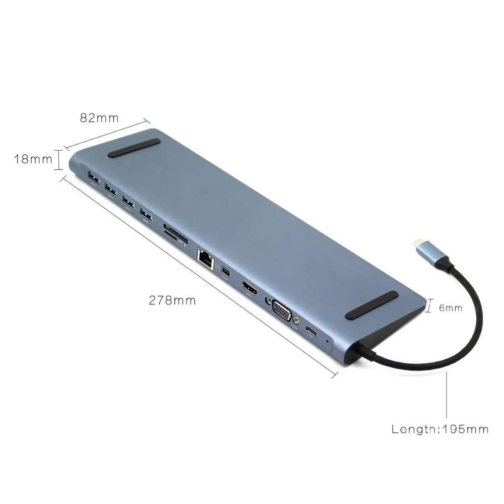  12 в 1 док-станция Type C к HD 4K USB Power Delivery концентратор для ноутбука Macbook Pro HP DELL Lenovo Samsung