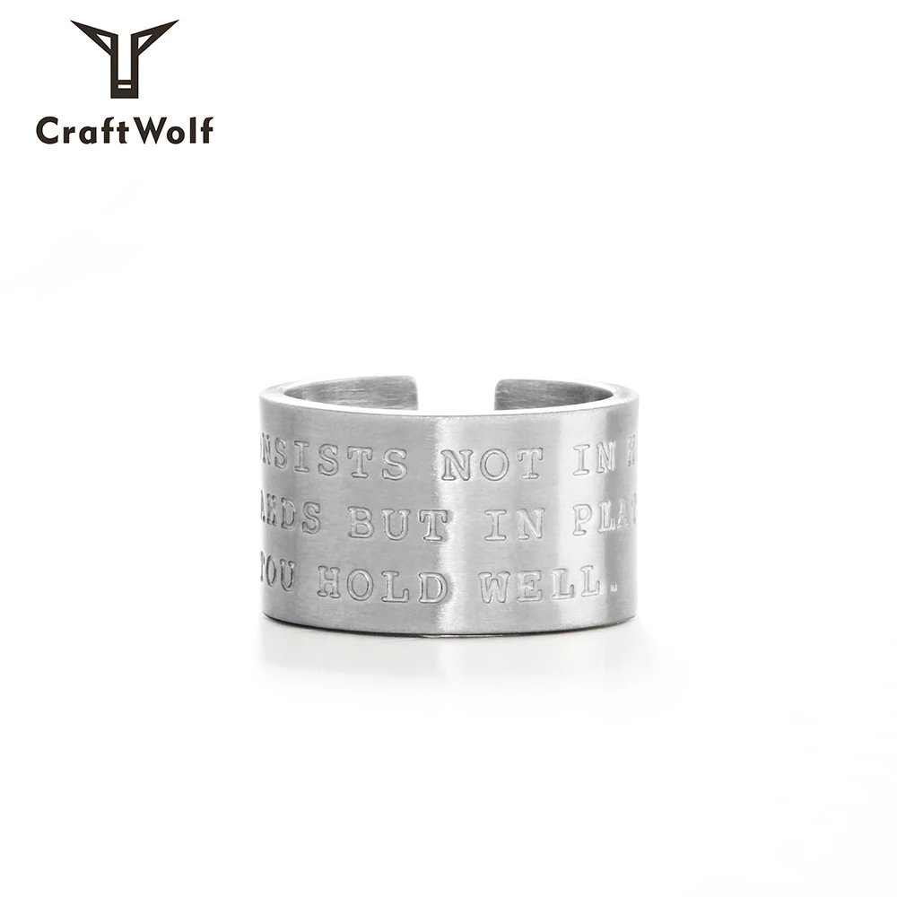Craft Wolf retro design jewelry stylish accessories engraved letter couple  finger rings
