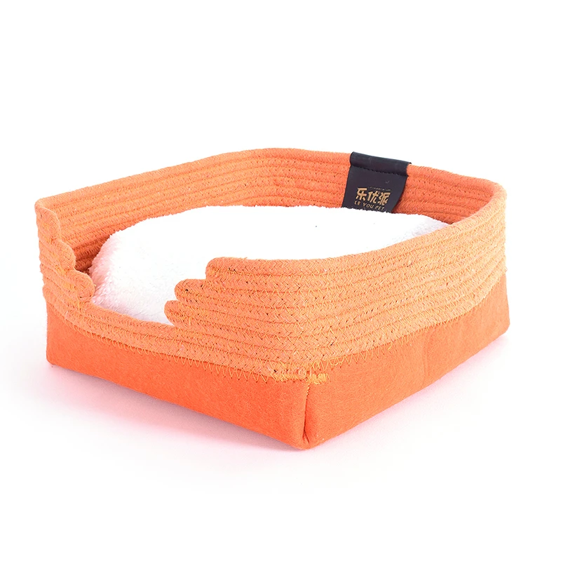 Китайский поставщик Alibaba, высокое качество, квадратное плетеное гнездо для кошек, коврик для сна, кровать для домашних животных, удобная и настраиваемая кровать для собак (серый)