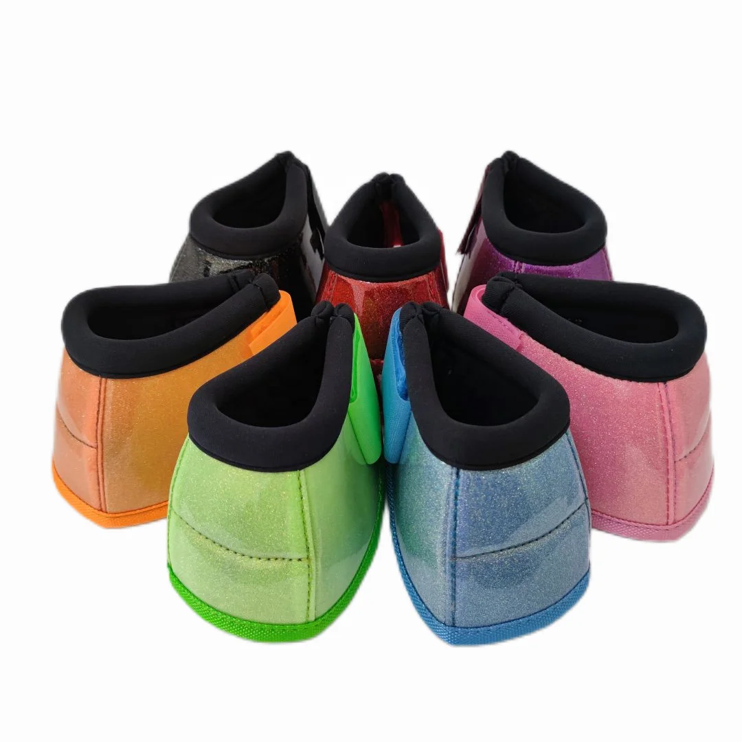 UOO OEM Custom High Quality Equestrian Equipment Shiny Leather Neoprene Horse Bell Boots