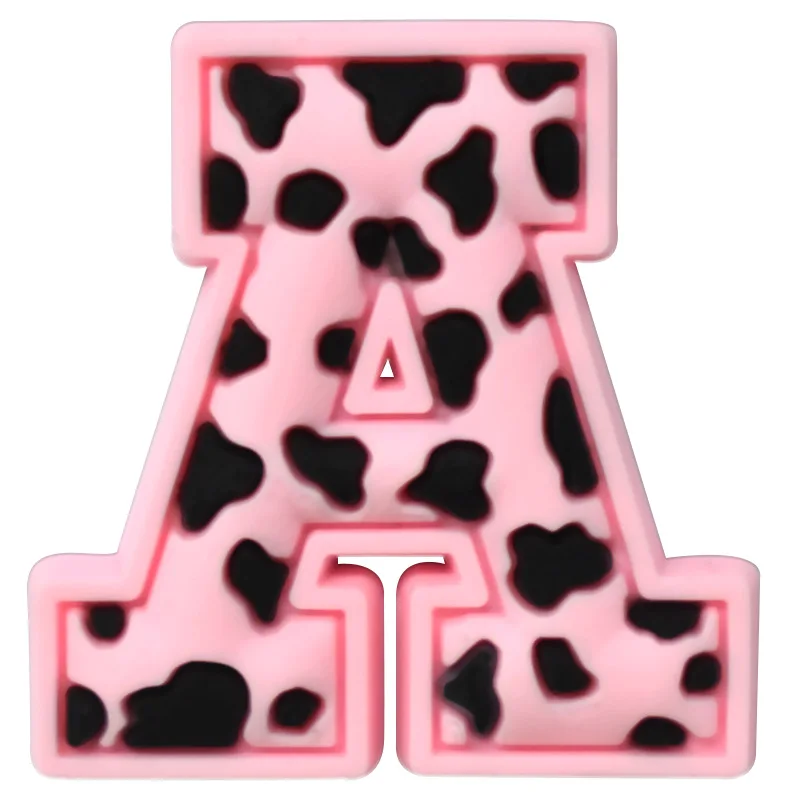 Wholesale Leopard Rubber Pvc Alphabet Abc and Numeric Elements Shoes Accessories Shoe Designer Charms for Clogs Silicone Charms