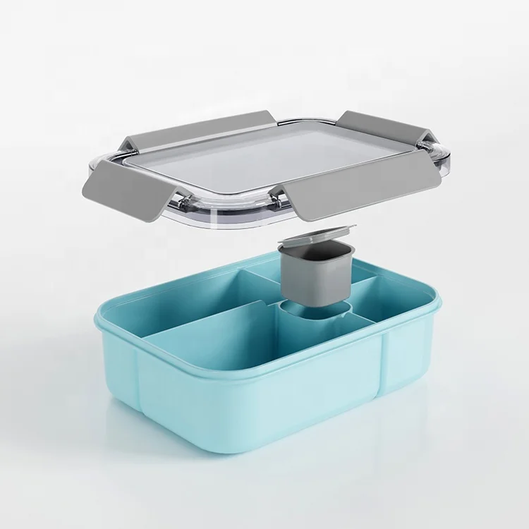 DTK New 2023 Trend Lunch Box Office School PP Silicone Divided Thermos Plastic Kids Bento Lunch Box with Built in Sauce Box