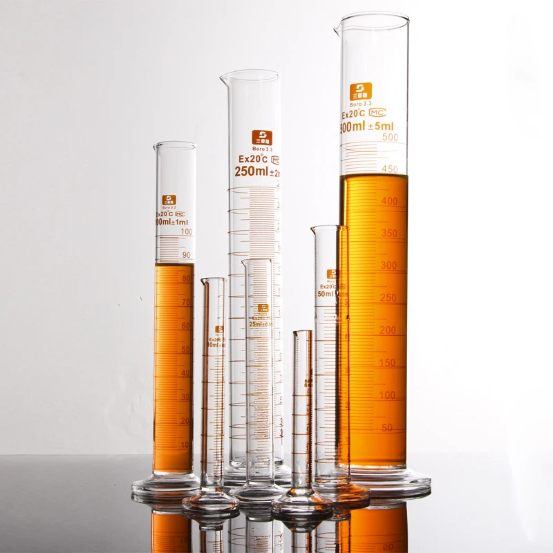 Lab Supplies  Borosilicate Glass Graduated Measuring Cylinders  Precise Safe Durable Graduated Cylinders with Round Base