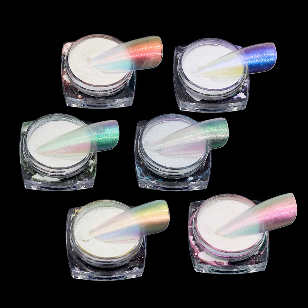 Neon Aurora Effect Moonlight Powder Metallic Texture Laser Fine Holographic Powder Nail Art Chrome Mirror Powder