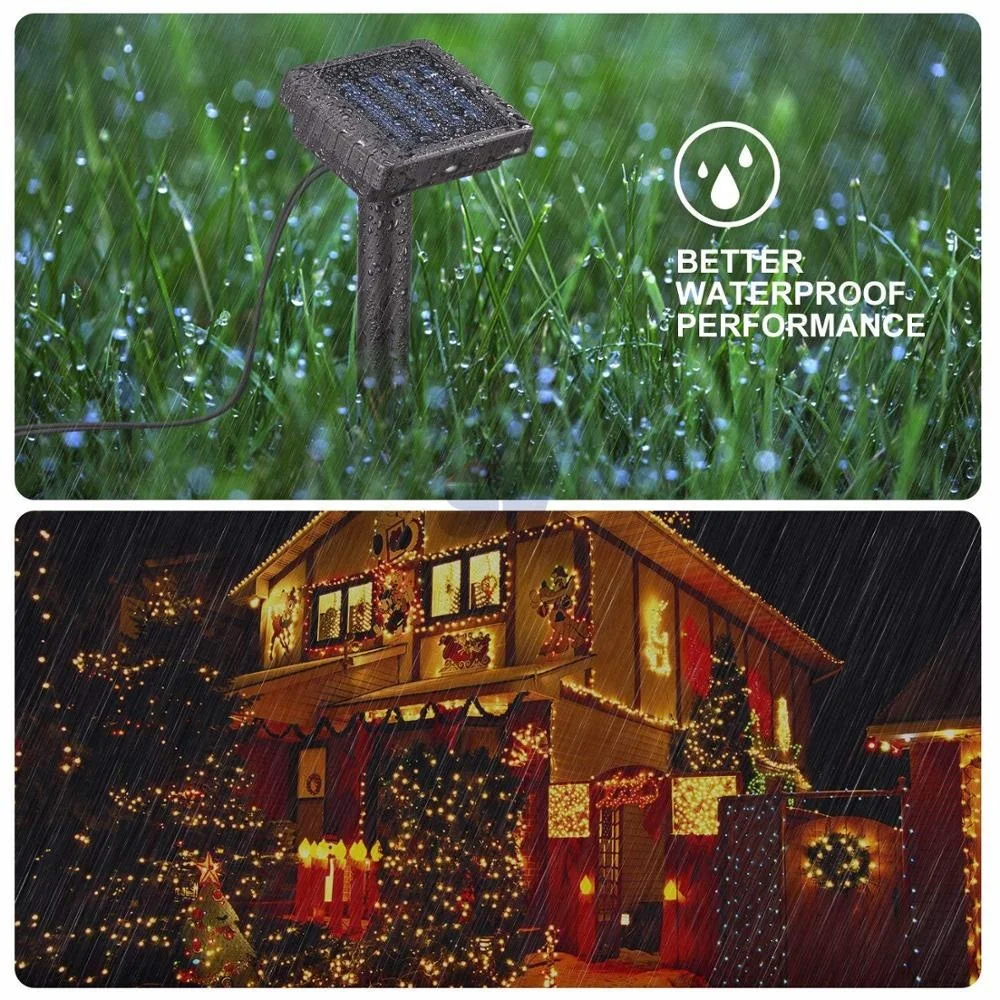 Christmas Festival Colorful Xmas Fairy Powered 12m 2v 200ma Different Color Party Outdoor Solar Led String Light