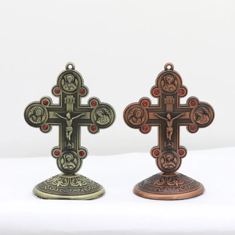 Hot sale cross crafts wholesale Jesus Christian Catholic desktop decoration metal religious jewelry crafts ornaments
