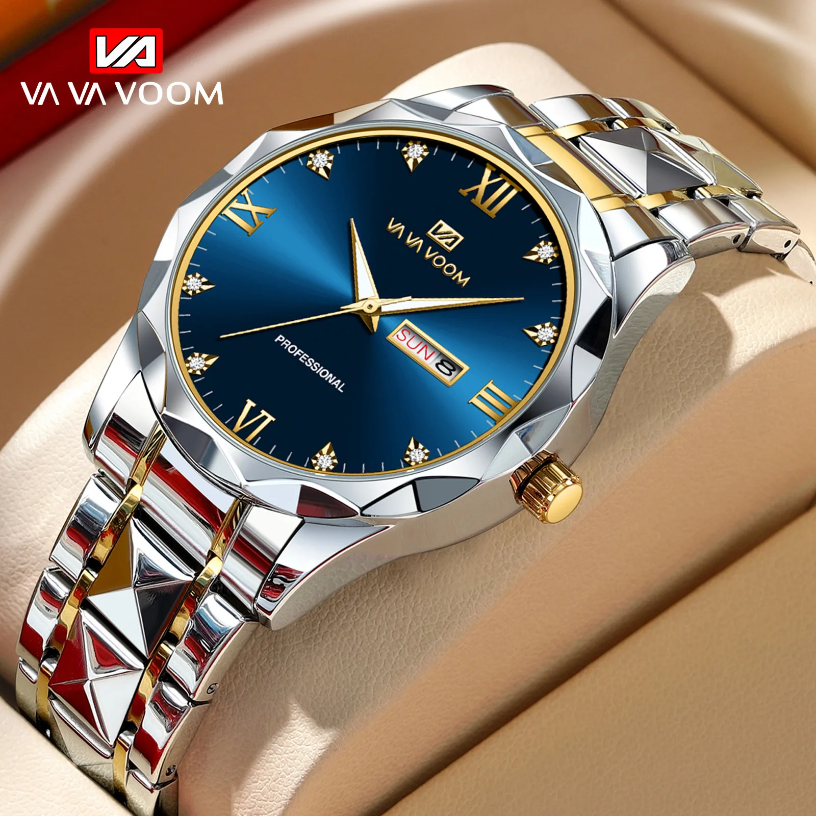 New Arrivals VAVA VOOM 2741 Fashion Luxury Men Watch Stainless Steel Wristwatch Waterproof Luminous Quartz Watches For Men