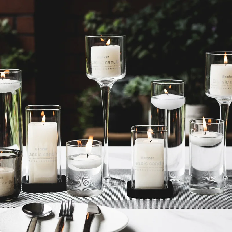 Cylinder Clear Table Centerpieces Wedding event Party Holders White Glass Making Candles Empty Candle Jars