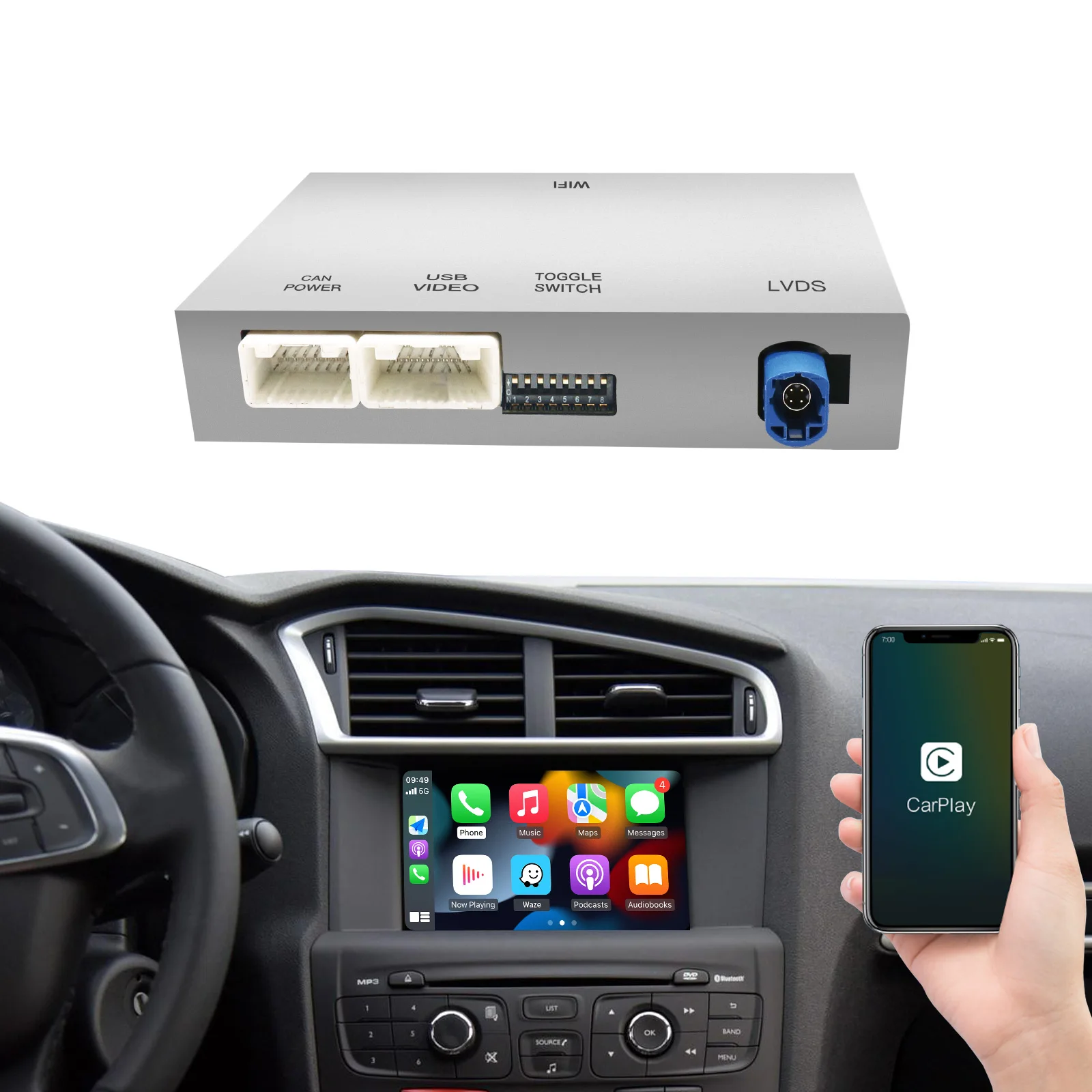 AUTOABC 2024 New module Wireless CarPlay For Peugeot Citroen SMEG 208 308 508 3008 C4 DS3 Android Auto car radio dvd player