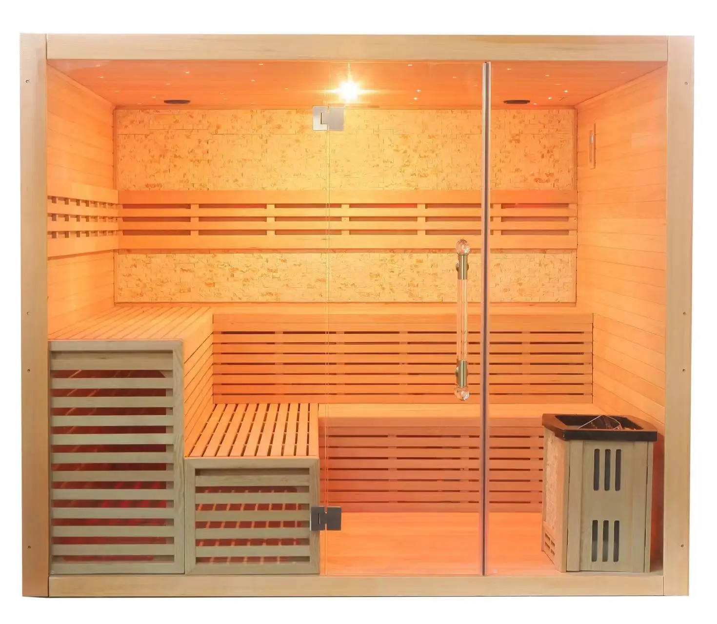 2024 Big himalayan salt therapy steam sauna room finnish1-6 person traditional dry wet steam sauna for sale