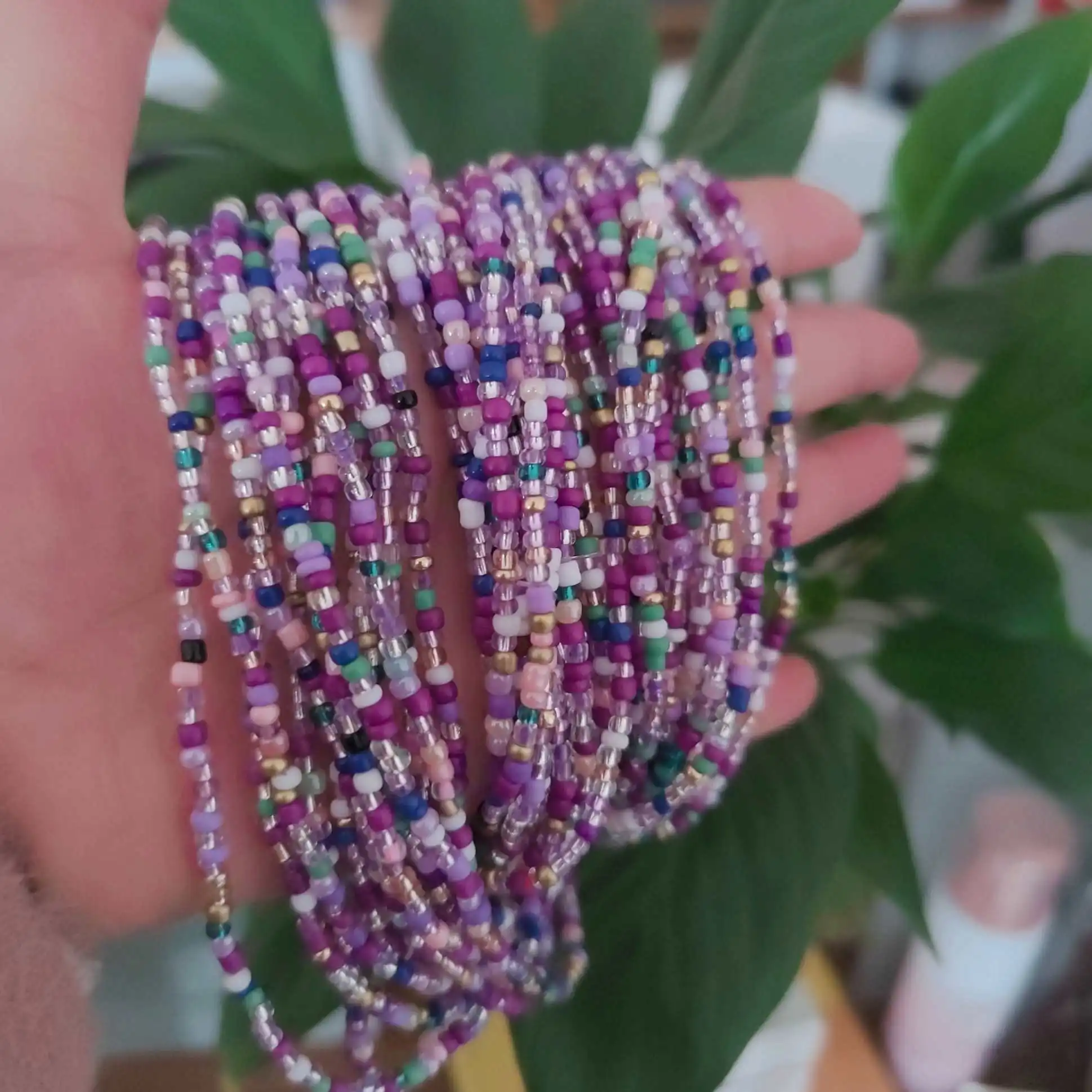 Girl colorful body navel chain elastic African waist bead beach bikini waist chain