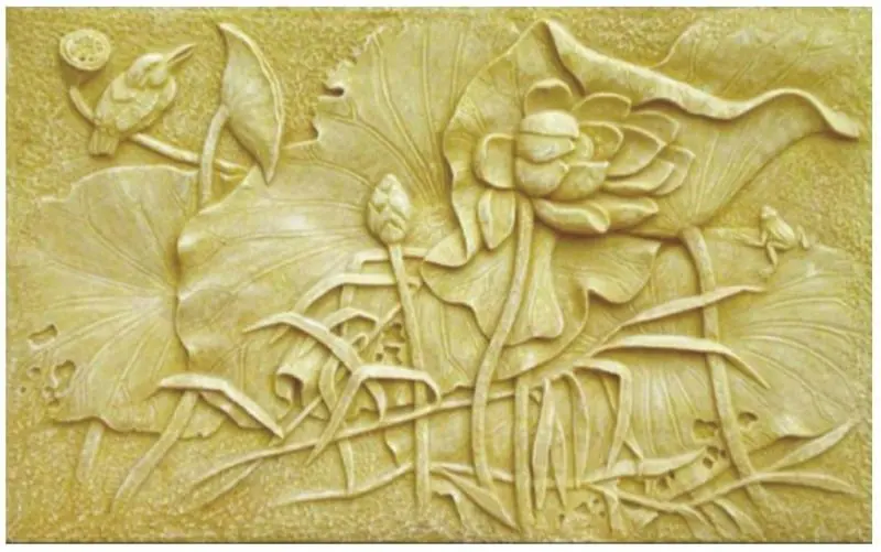 Modern Style Wall Natural Stone Carved Lotus Flower Relief 3D for Decoration Shengye