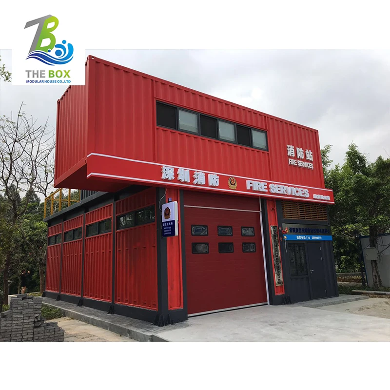 China Customized building design prefab container house facility prefab fire station