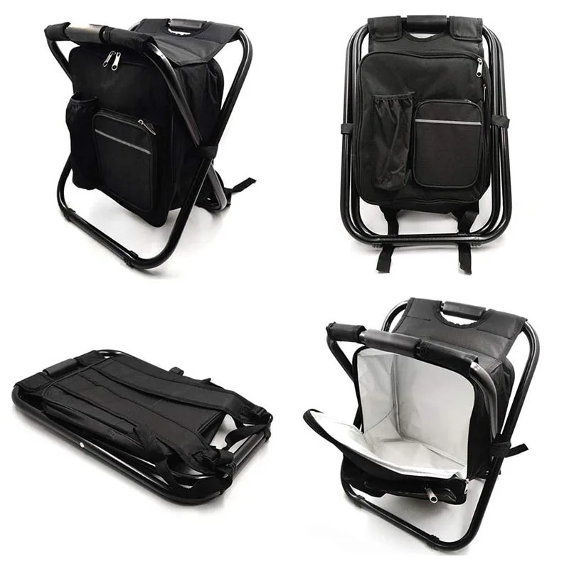 Camping Outdoor Beach Fishing  Picnic Insulated Folding Backpack Chair Cooler Bag backpack folding chair