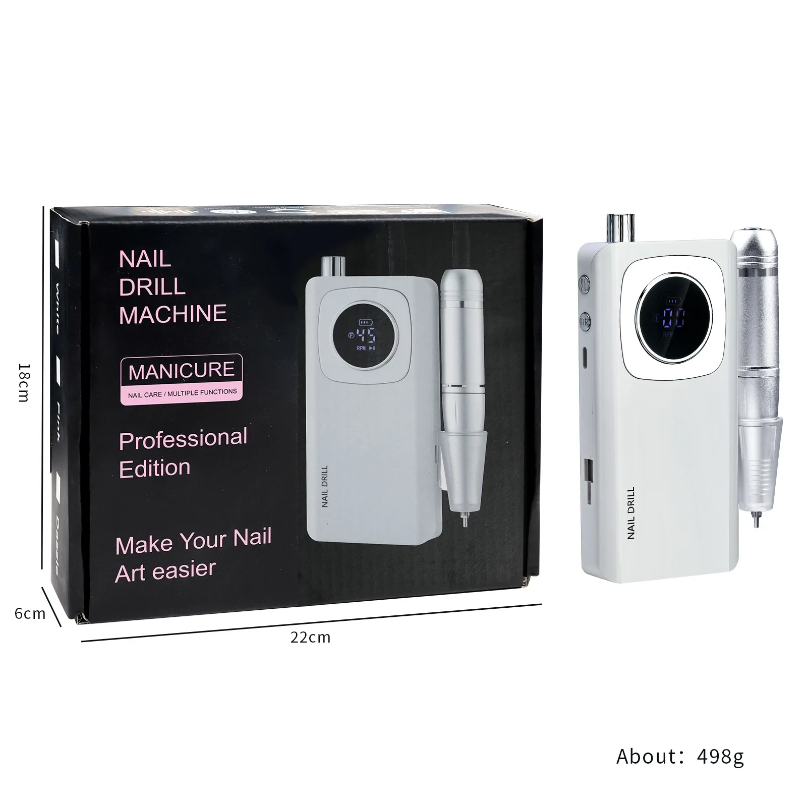 New Professional V4Rechargeable Electric Nail Drill 45000 RPM Power Storage Portable Electric Nail Polisher