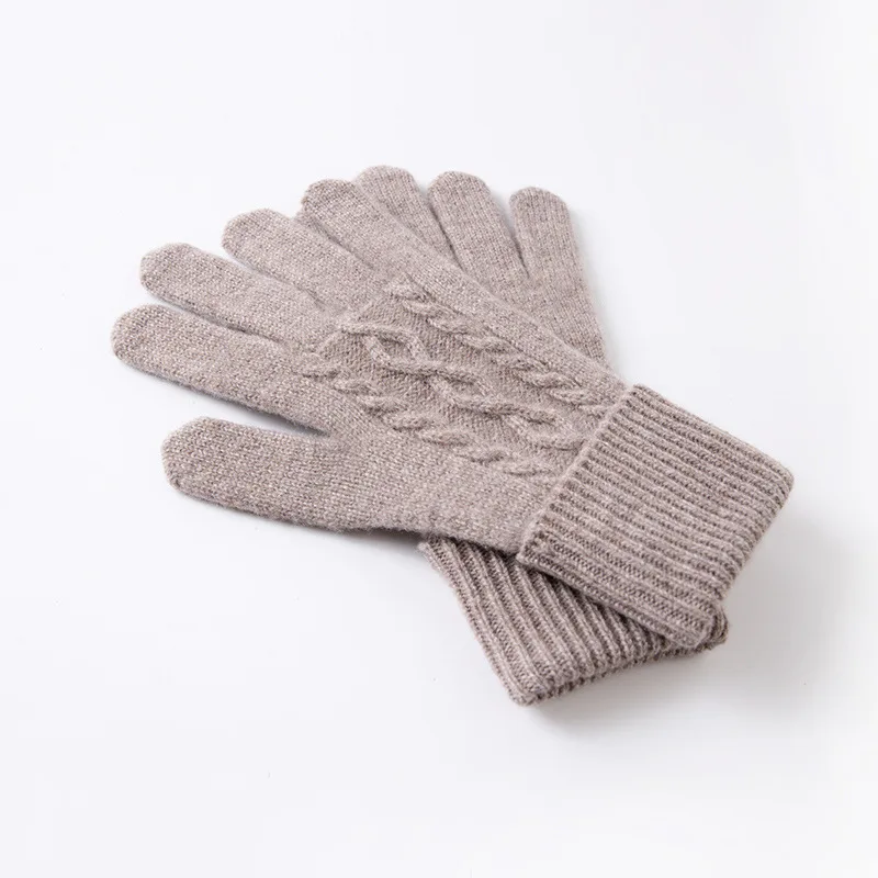 Premium Pure Wool Knitted Gloves With Jacquard Pattern For Women