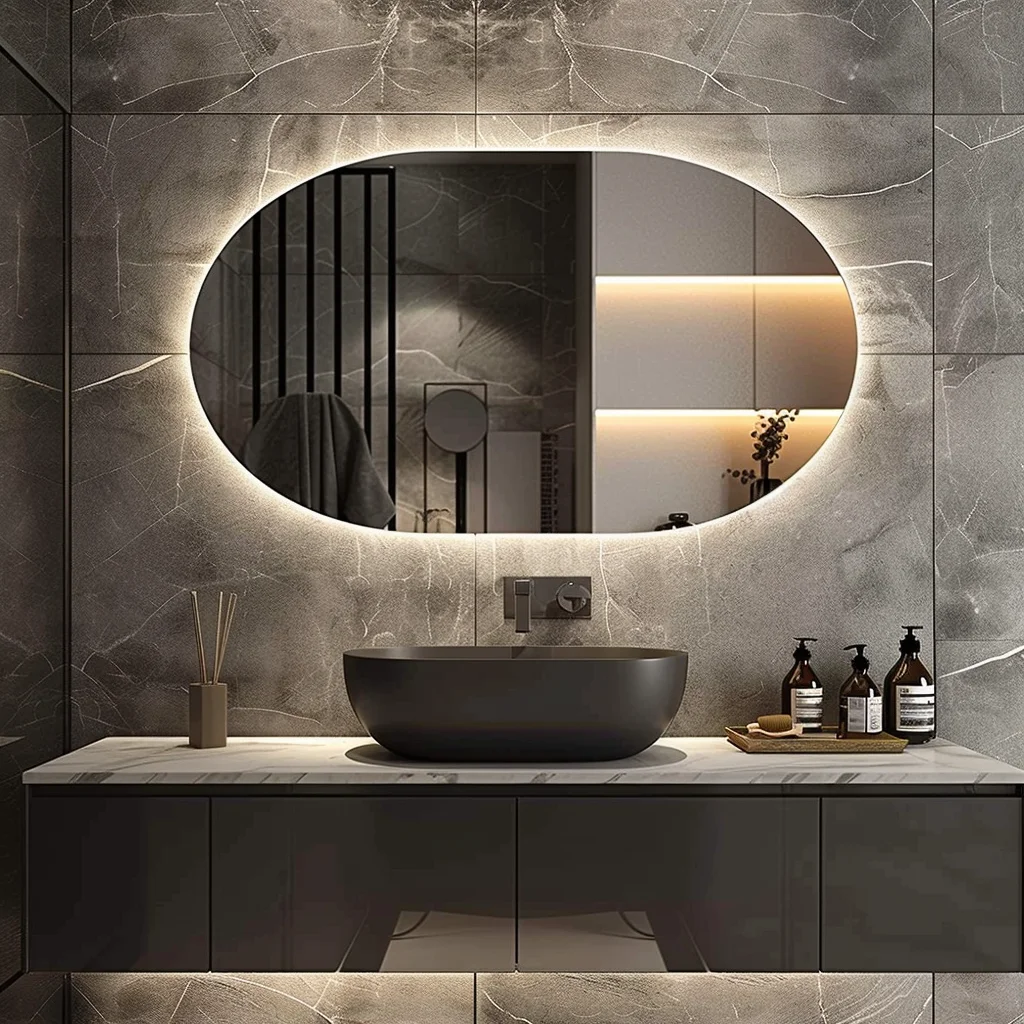 Washroom Salon Touch Screen Makeup Mirror With Led Light Smart