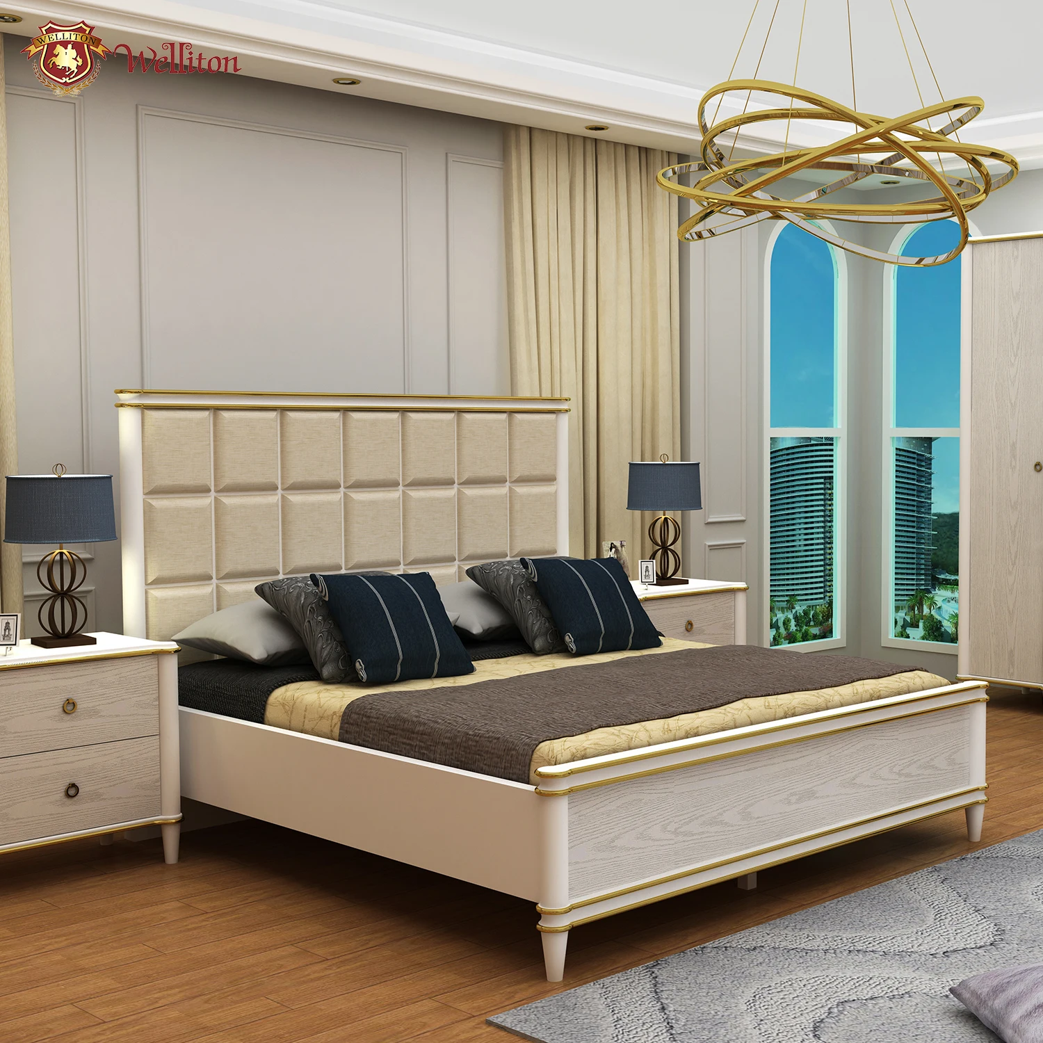 Комплекты для спальни OEM & ODM, деревянные кровати, роскошная мебель, двуспальный