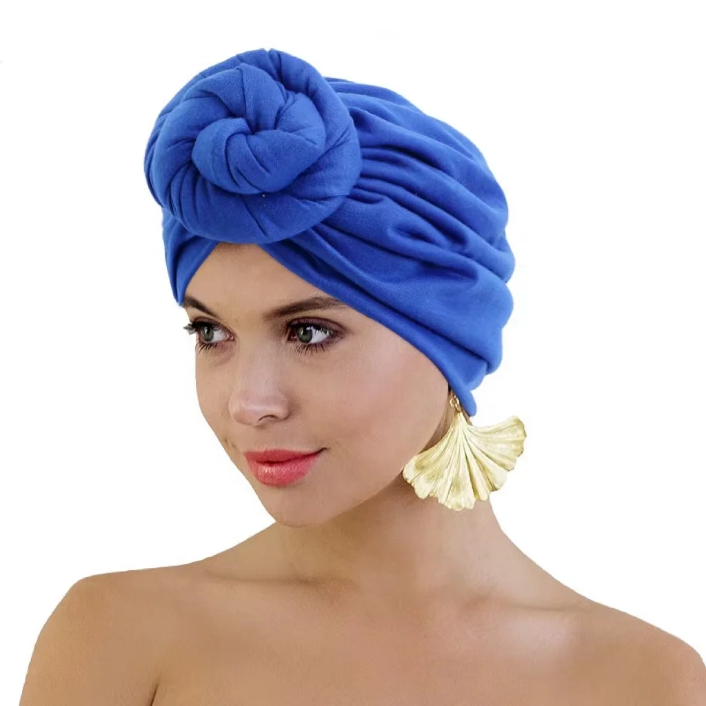 Zifeng OEM Bufandas Mujer Muslim Double Knotted Hood Vortex Disk Flower Turban Hijab