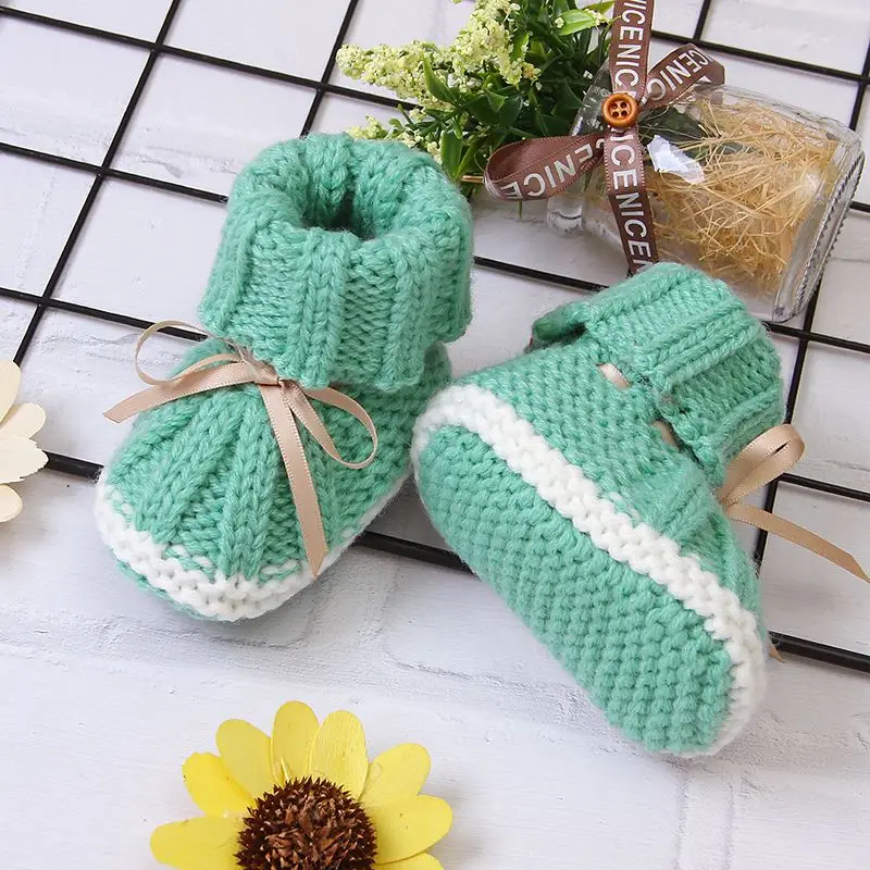 
Mimixiong Wholesale Knitted 100% Acrylic Soft Baby Toddler Shoes For Kids Hot Sale Cute Style Winter Warm Children Baby Shoes 