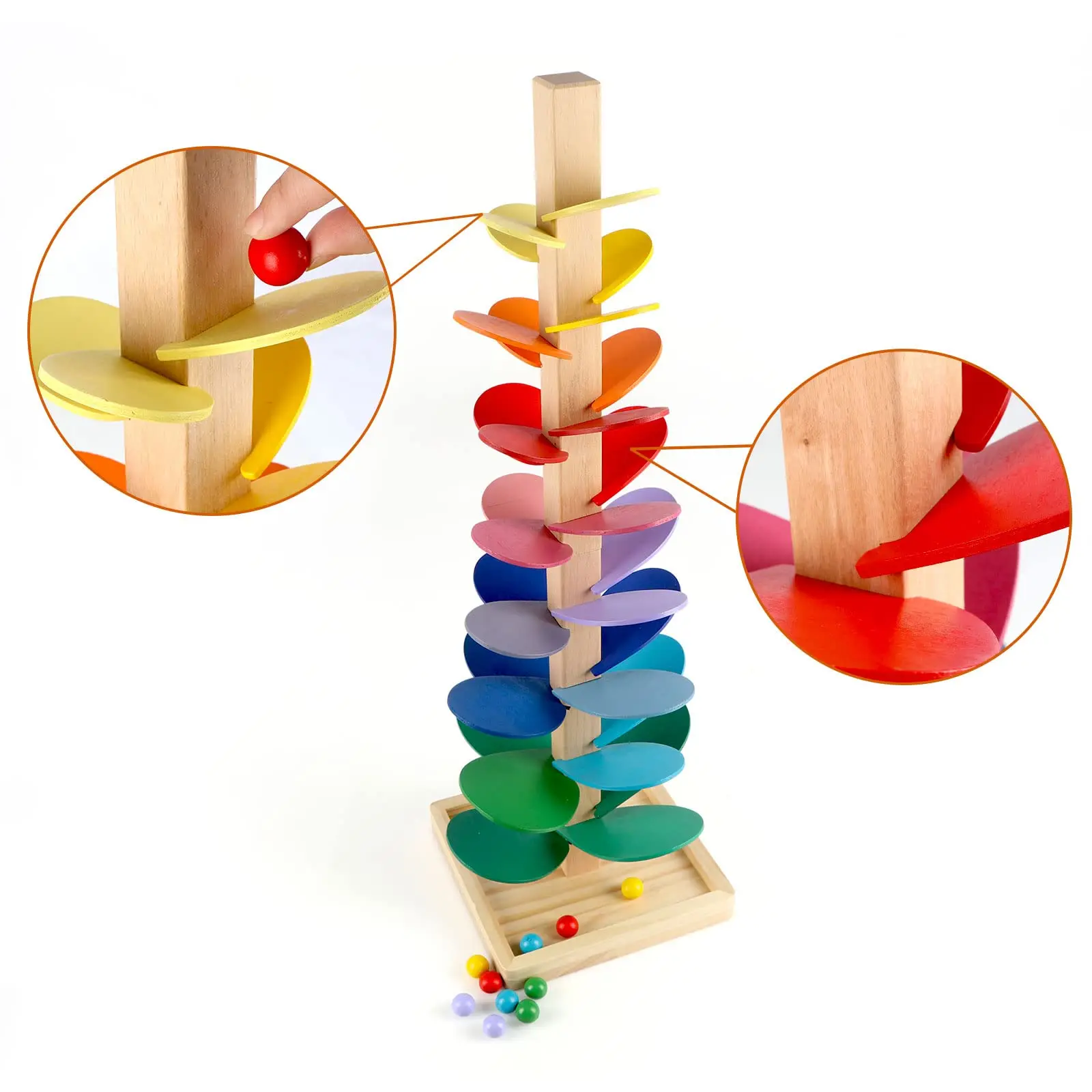 Wooden Rainbow Music Tree kit with Marble Ball Run Track Game Intelligence Wooden Baby Montessori Educational Toy for kids