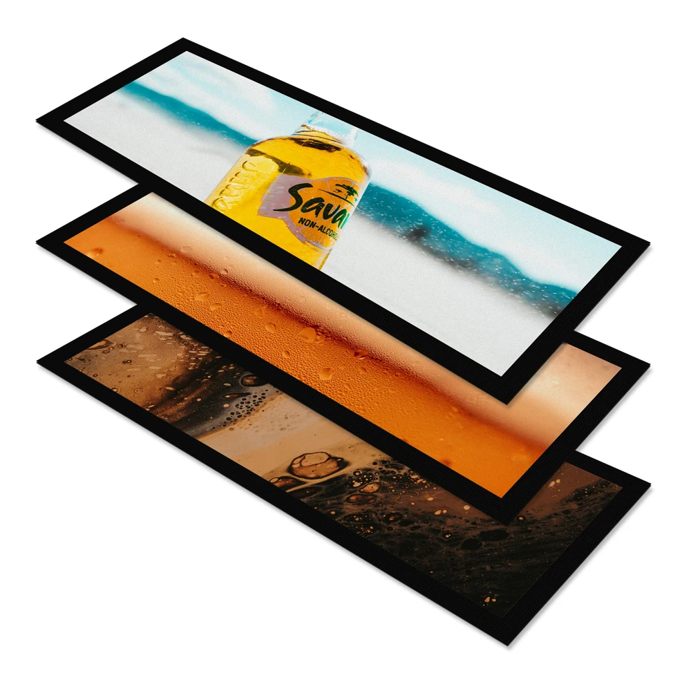 Custom Logo Size Nitrile Rubber Bar Mat Accessories Non-Woven Fabric Beer Mat Wine Drinking Felt Bar Rug