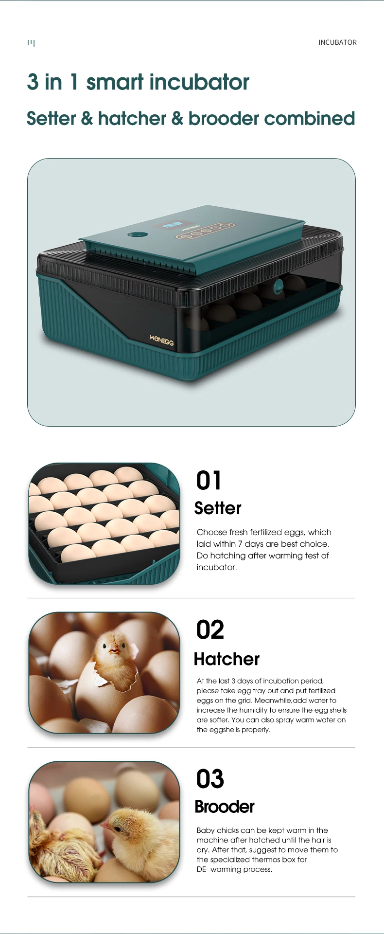 Good quality automatic computer control digital chicken egg incubator EW-25 mini chicken incubators