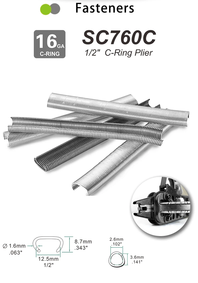 meite fastener edge clip SC-6 c ring staples sc760 c ring gun Galvanized hog Nail Hog ring plier