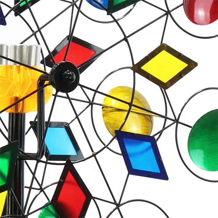 Hourpark high-quality multi-color windmills kinetic wheel steel decor garden wind spinners