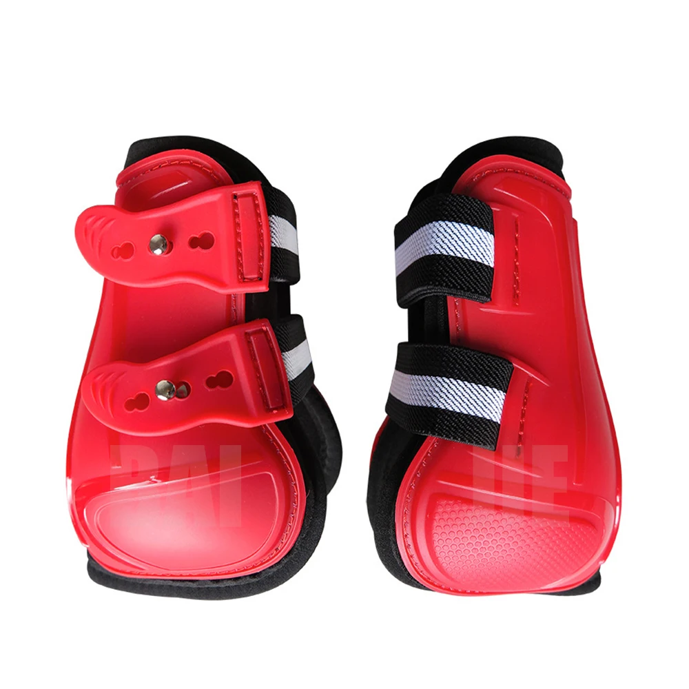 Blue Front & Back PU Horse Fetlock Boots Set Protective Boot Set of 4 Leg Wraps Sport Horse Riding Boots