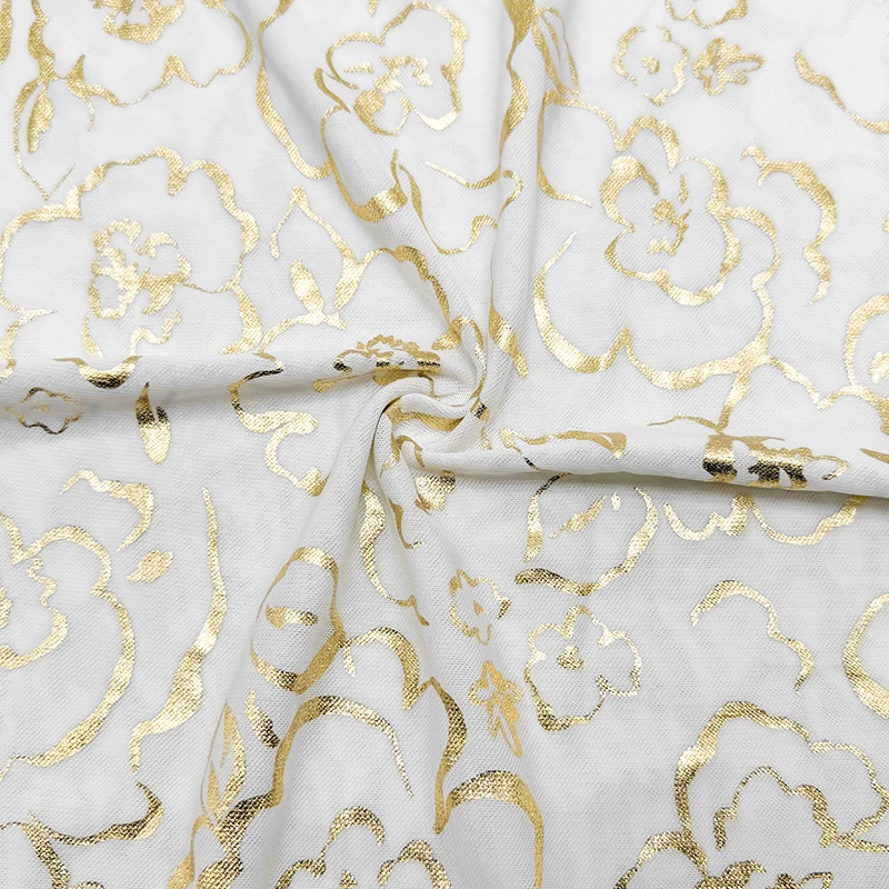 Wedtex Fabric Factory Custom Bronzing Embroidered Spandex Polyester Elastic Organza Voile Fabric for Clothing fabrics