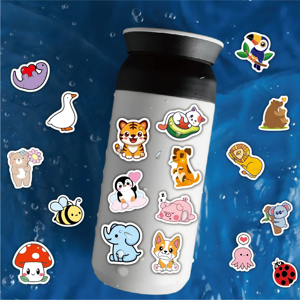 New Custom Cute Animal Outdoors Party Decoration Graffiti Popular Journal UV Resistant Waterproof Vinyl PVC Die Cut Sticker
