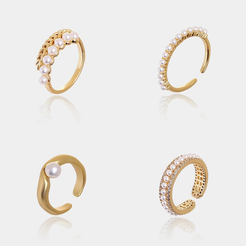 Custom geometric shape multi-layer water drop ring copper plating 18K real gold water drop cross female custom logo ring