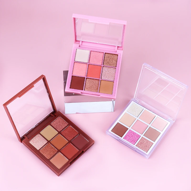 Wholesale Shimmer Shiny Makeup Eyeshadow Palette Vegan 9 Colors Glitter High Pigmented Eye Shadow Private Label