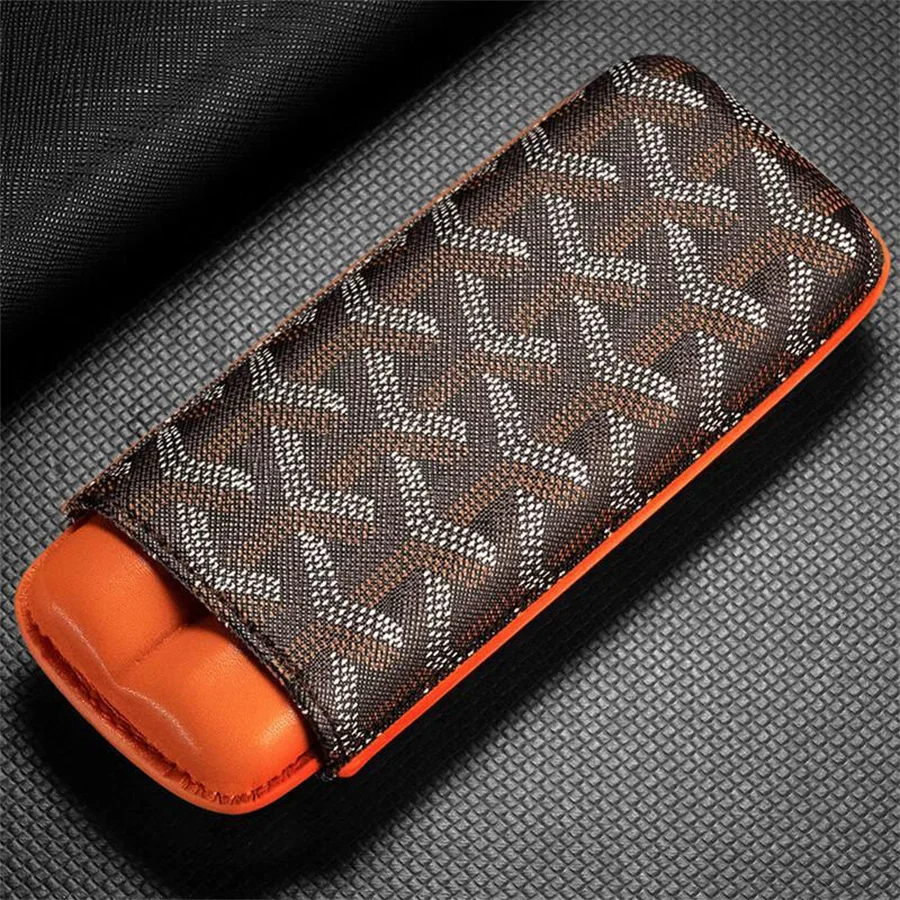 Elegant Vintage Style Crocodile Pattern Leather Cigar Case Travel Cigar Holder Sleeve for 2 Fingers