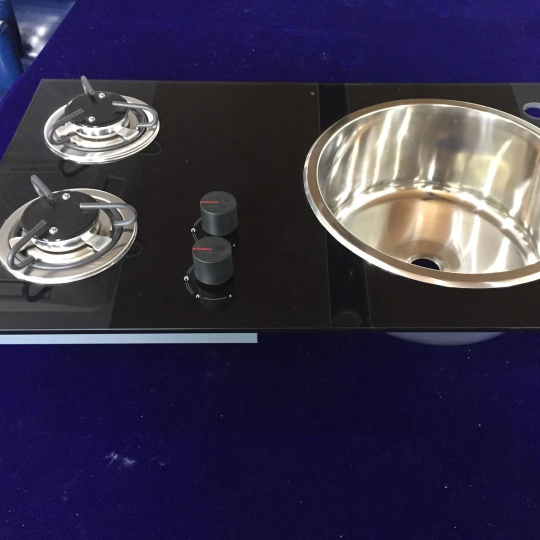 Новый продукт RV из закаленного стекла 2-х конфорочной газовой плитой и Мойку интегрирован с Кухонная мойка GR-215