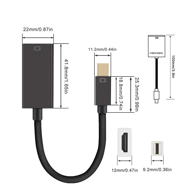  Переходник Mini DisplayPort-HDMI конвертер DP(Thunderbolt)-HDMI позолоченный шнур совместимый с MacBook Pro Камера 4K DisplayPort в HDMI адаптер cablecreation дисплейный порт MiniDP типа «(Порт Thunderbolt совместимый) к AV HDTV