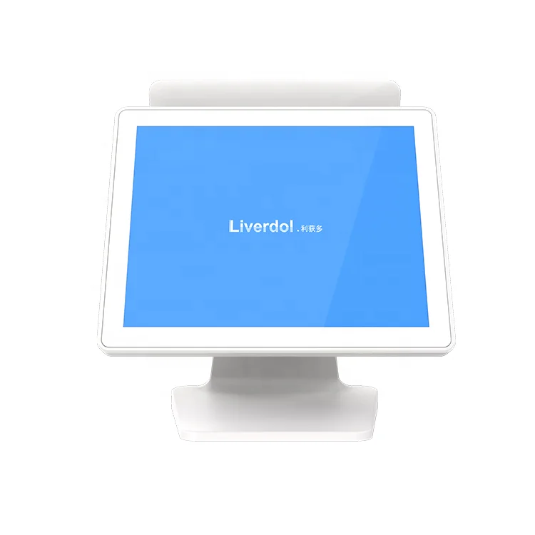 Restaurant Smart POS System White 15 Inch Touch Dual Screen All in One Windows Cash Register Billing POS Terminal for Retail