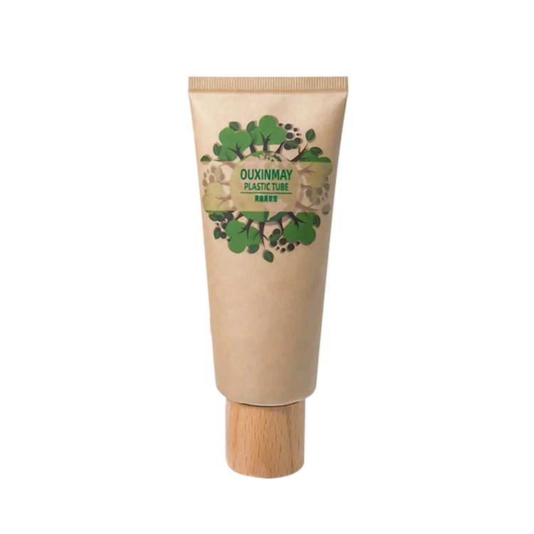 Eco Friendly Biodegradable Kraft Paper Squeeze Sunscreen hand Cream Plastic Lotion Cosmetic Tube packaging for facial Cleanser