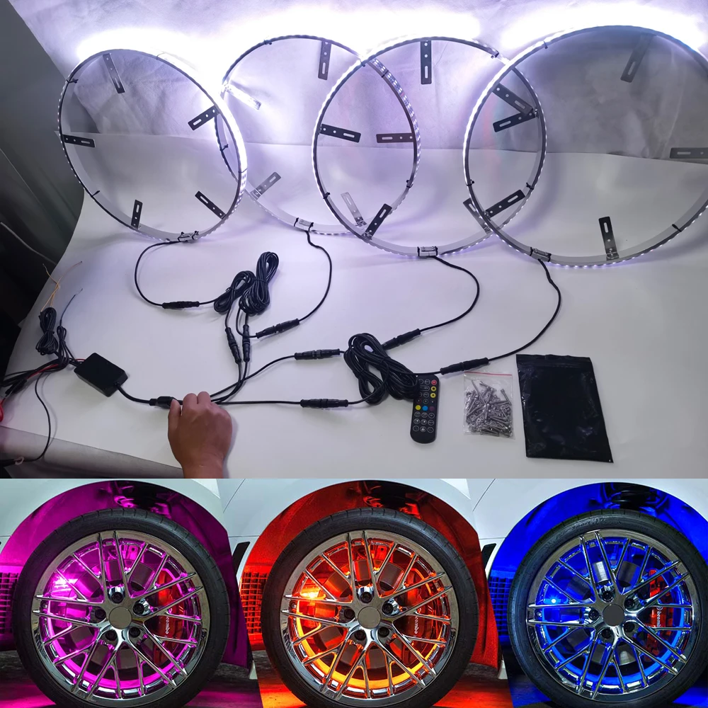 Other Car Light Accessories Waterproof IP68 LED RGB Wheel Lights Wheel Ring Led Car Wheel Lights