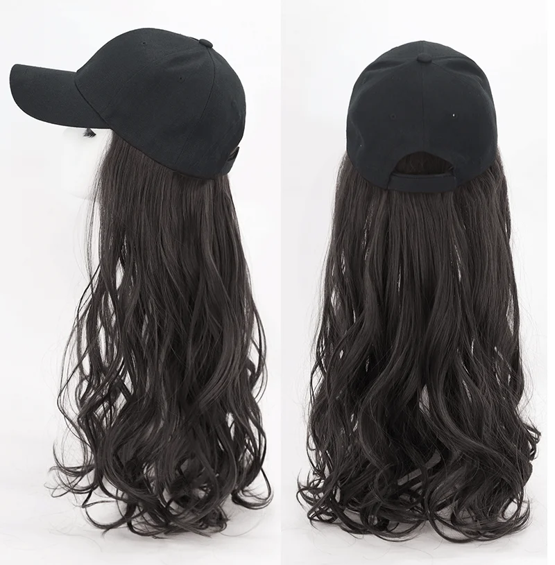 
2019 new design fashion wig ,straight and curly ,many size ,various colors wig with baseball hat 