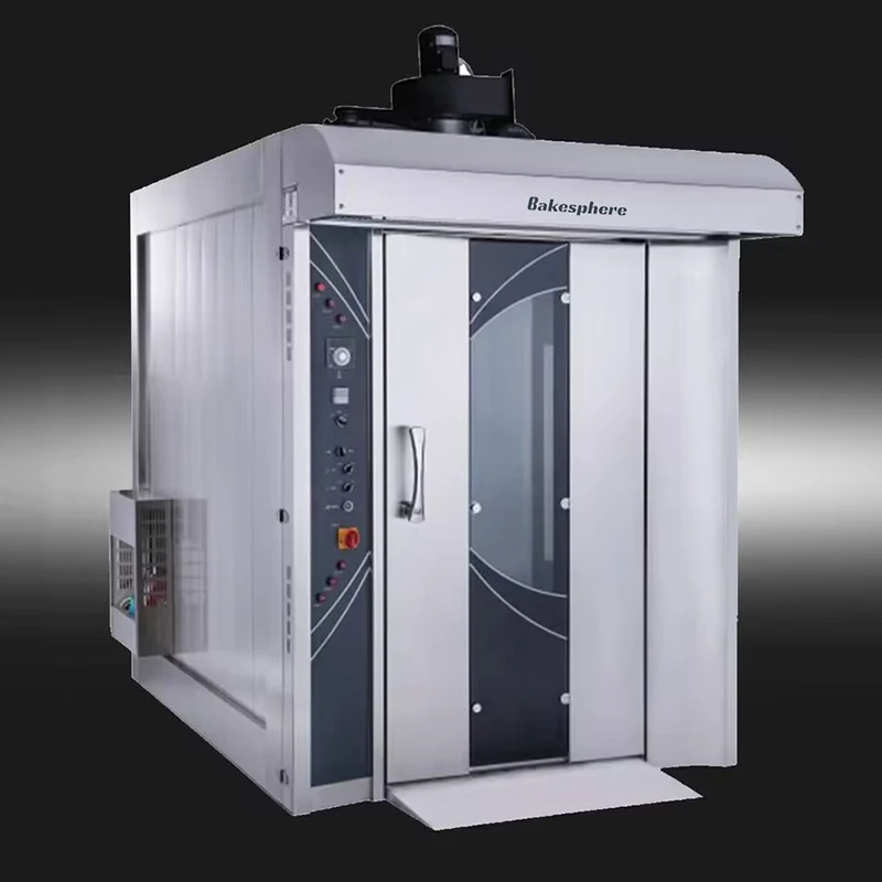 Industrial Diesel Gas Baking Oven Bakery 32 Trays Rotary Oven Rotating Rack Oven for Bread Baking