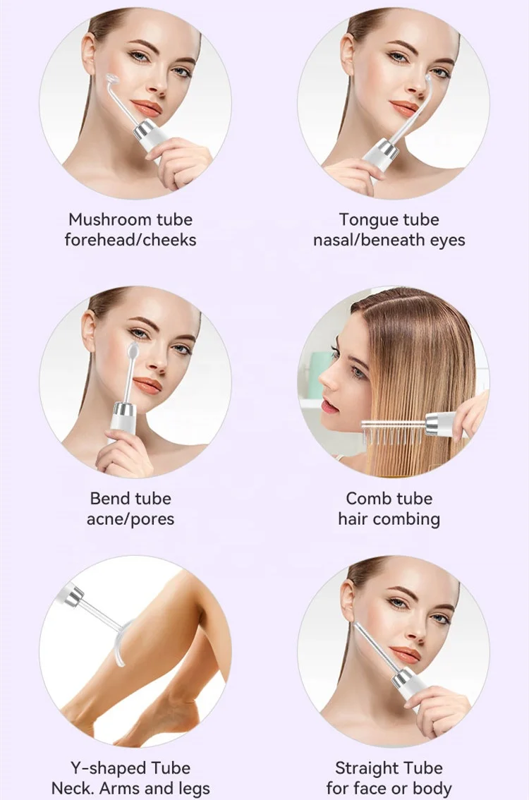 Touch screen 6 in 1 Electrode Ozone Tubes Hair light therapy Face Massager Argon Device High Frequency Facial Wand machine