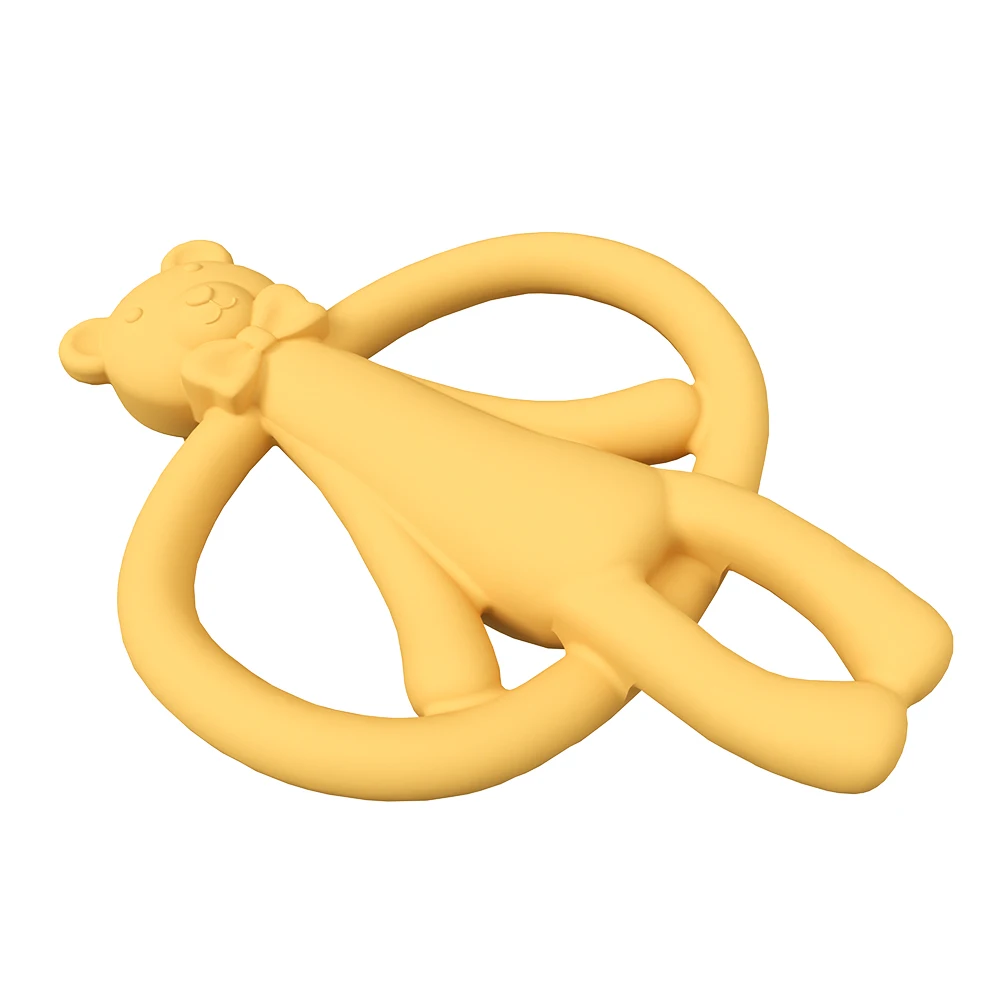 New Silicone Cute Animal Teether Baby Toy Teething Ring Food Grade Cartoon Bear Shaped Baby Teethers