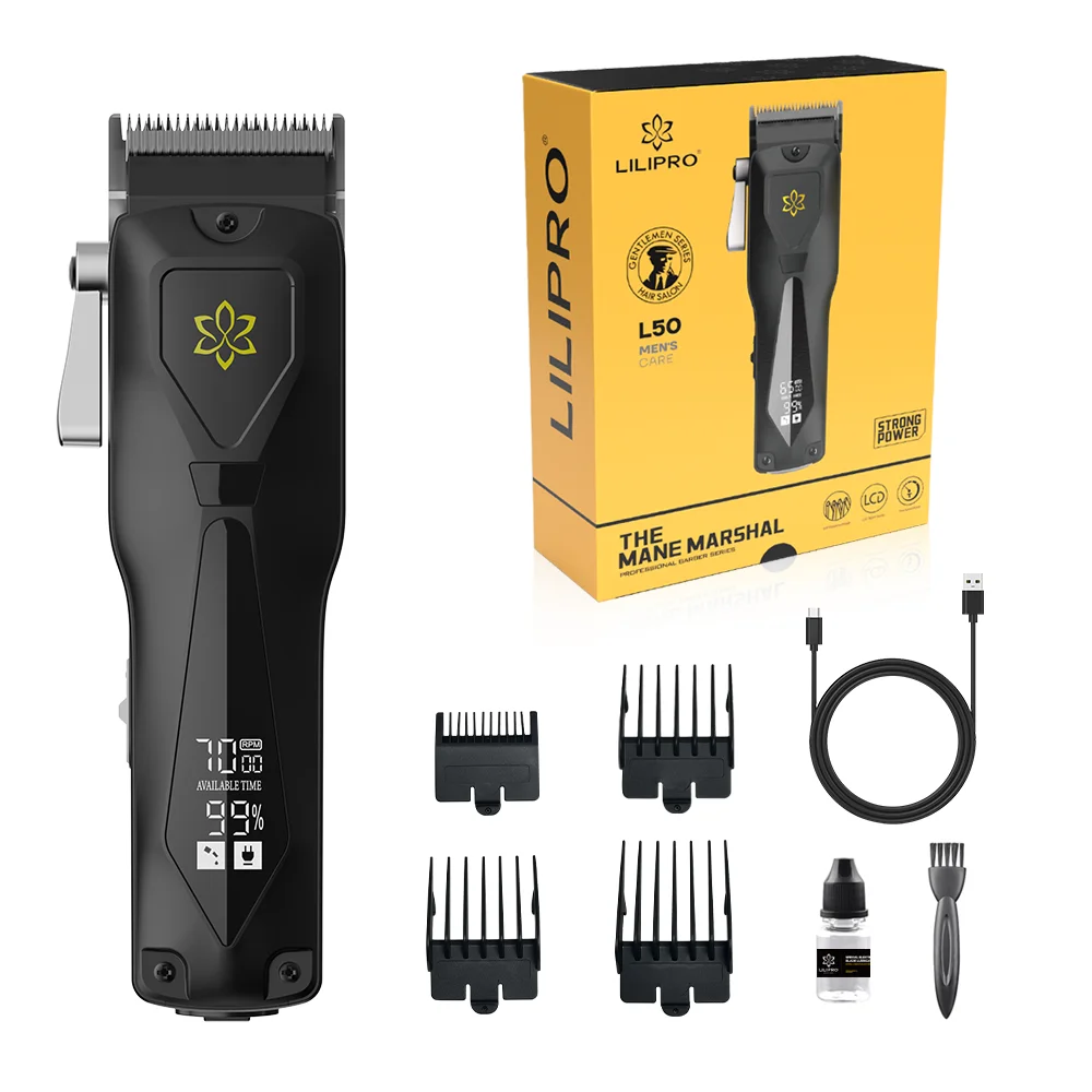 LILIPRO L50&M50 Professional Titanium Metal-Injection Molded Fade Blade USB Rechargeable Hair Trimmer Clippers Sets for Barbers